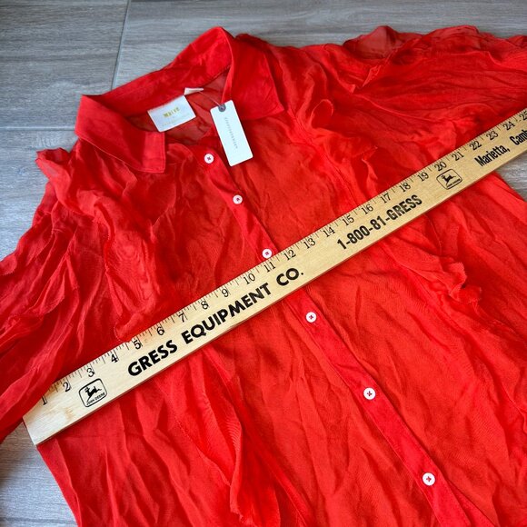 NWT Maeve by Anthropologie Orange Flowy Button Down Blouse - Women's XL - Picture 7 of 12